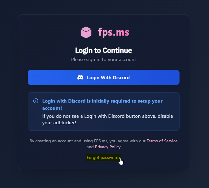 Forgot Password Button