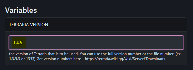 Set Terraria Server Version