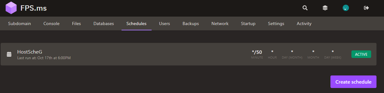 Schedules overview in FPS.ms