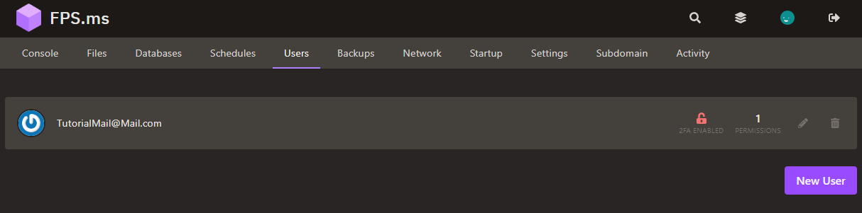 Subusers overview in FPS.ms